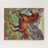 Rotes Pferd am Berghang 500 Stück Puzzle (Horizontal)
