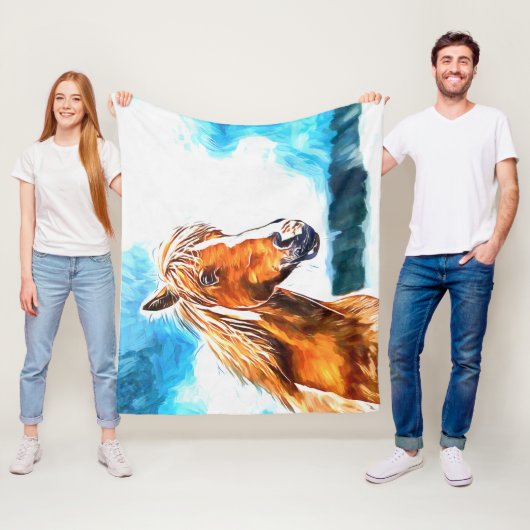 Rotes Pferd am Himmel Fleece Blanket (Beispiel)