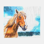 Rotes Pferd am Himmel Fleece Blanket (Vorderseite (Horizontal))