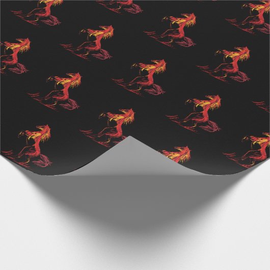 Rotes Pferd Feuerkunst Geschenkpapier (Ecke)