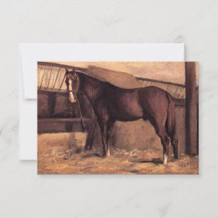 Rotes Pferd im Stall Karte