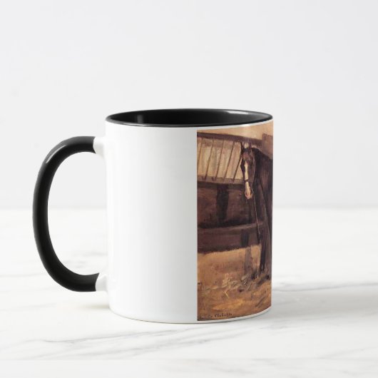 Rotes Pferd im Stall Tasse (Links)