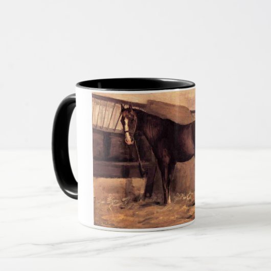 Rotes Pferd im Stall Tasse (Vorderseite Links)