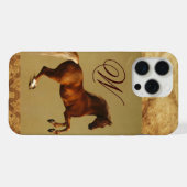 ROTES PFERD Pergament-Monogramm iPhone Hülle (Rückseite (Horizontal))