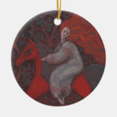 "Rotes Pferd", Rotkopffrau, surreale Kunst der Fan Keramikornament (Vorne)