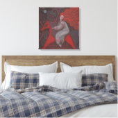"Rotes Pferd", Rotkopffrau, surreale Kunst der Fan Leinwanddruck (Insitu (Schlafzimmer))