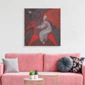 "Rotes Pferd", Rotkopffrau, surreale Kunst der Fan Leinwanddruck (Insitu (Wohnzimmer))