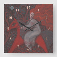 "Rotes Pferd", Rotkopffrau, surreale Kunst der Fan