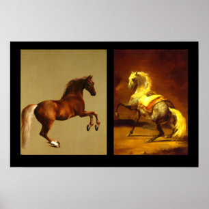 ROTES PFERD UND GRAU GESCHECKTES PFERD POSTER