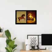 ROTES PFERD UND GRAUES PASSIERTE PFERDE POSTER (Heimbüro)