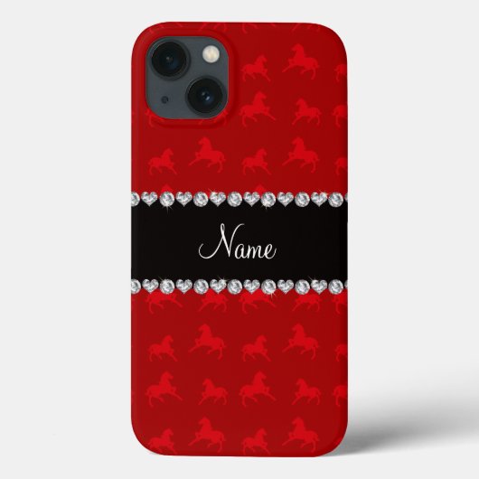 Rotes Pferdemuster mit personalisiertem Namen Case-Mate iPhone Hülle (Rückseite)