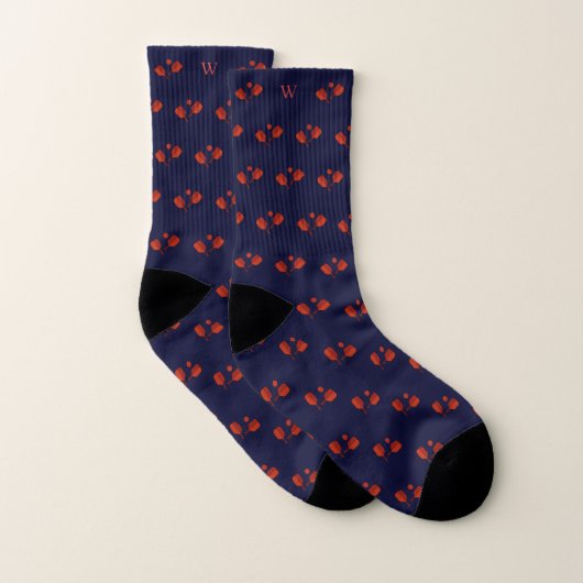 Rotes Pickleball Paddles Ball Monogram Initials Bl Socken (Paar)