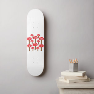 Rotes Pilz süßes botanisches Muster Skateboard
