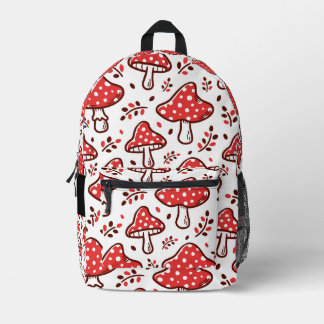 Rotes Pilzmuster-Rucksack Natur & Cottagecore Bedruckter Rucksack