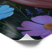 Rotes Pin-Up-Plakat in einem Blumenfeld Poster (Ecke)