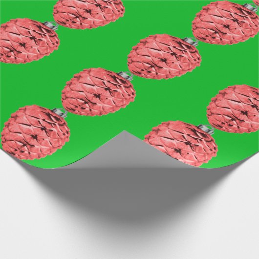 Rotes Pinecone Grünbuch Geschenkpapier (Ecke)