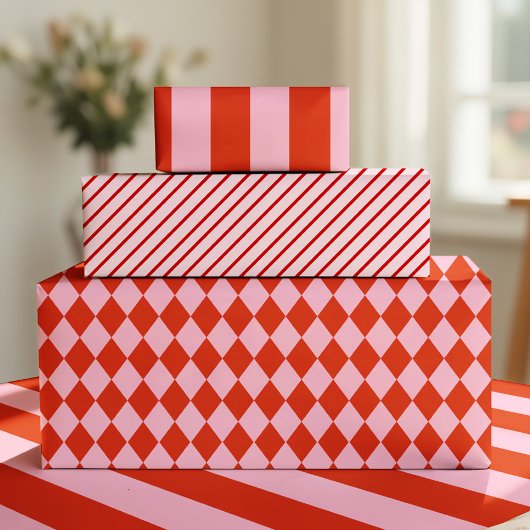 Rotes Pink Argyle-Geschenkpapier Geschenkpapier