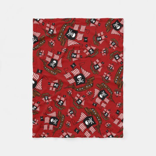 Rotes Piratenschiff Fleecedecke (Vorderseite)