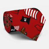Rotes Piratenschiffsmuster Krawatte (Gerollt)