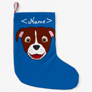 Rotes Pitbull stellen mit weißer Flamme gegenübe Kleiner Weihnachtsstrumpf
