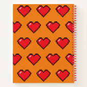 Rotes Pixel-Herzmuster Notizblock (Rückseite)
