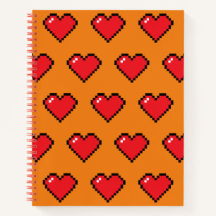 Rotes Pixel-Herzmuster Notizblock