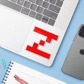 Rotes Pixel Z Buchstabe Aufkleber (Laptop mit iPhone)