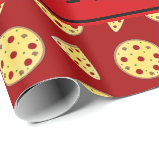 Rotes Pizzamuster des personalisierten Geschenkpapier (Rolleneckpunkt)