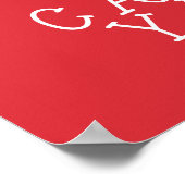 Rotes Plakat von Calm und Carry Yarn behalten (Ecke)