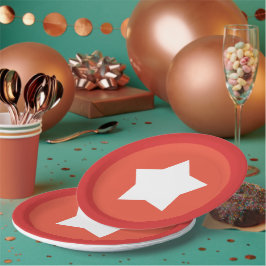 Rotes Plättchen mit roter Grenze und mittlerer wei Pappteller