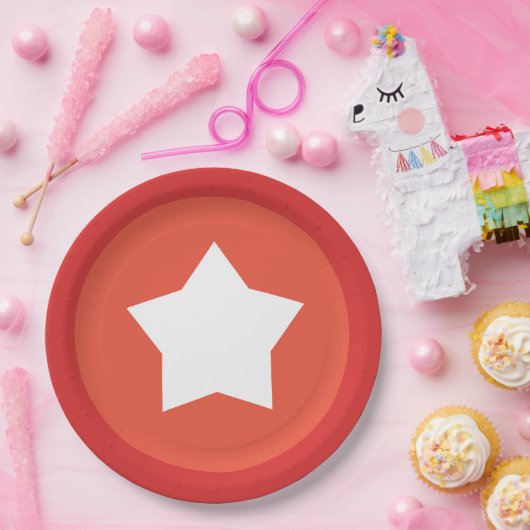 Rotes Plättchen mit roter Grenze und mittlerer wei Pappteller (Party)