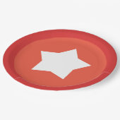 Rotes Plättchen mit roter Grenze und mittlerer wei Pappteller (Schrägansicht)