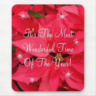 Rotes Poinsettia-Blumen-Schnee-Flocken-Weihnachten Mousepad