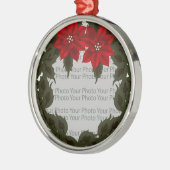 Rotes Poinsettia Foto Rahmen Premium Ornament (Links)