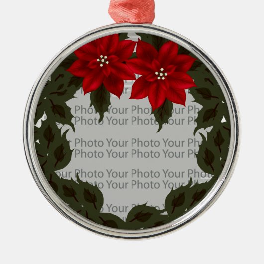 Rotes Poinsettia Foto Rahmen Premium Ornament (Vorne)