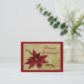 Rotes Poinsettia-Gold Visitenkarte (Stehend Vorderseite)
