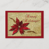 Rotes Poinsettia-Gold Visitenkarte (Vorderseite)