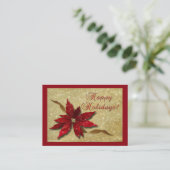Rotes Poinsettia-Gold Visitenkarte (Stehend Vorderseite)