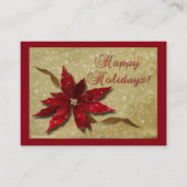 Rotes Poinsettia-Gold Visitenkarte (Vorderseite)