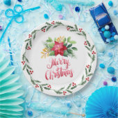 Rotes Poinsettia Papierplatte Pappteller (Party)