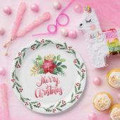 Rotes Poinsettia Papierplatte Pappteller (Party)