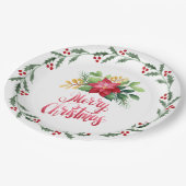 Rotes Poinsettia Papierplatte Pappteller (Schrägansicht)