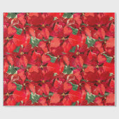 Rotes Poinsettia-Weihnachten Geschenkpapier (Flach)