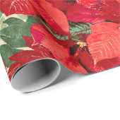 Rotes Poinsettia-Weihnachten Geschenkpapier (Rolleneckpunkt)