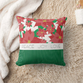 Rotes Poinsettia-Weihnachten Kissen