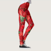 Rotes Poinsettia-Weihnachten Leggings (Rechts)