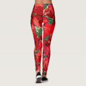 Rotes Poinsettia-Weihnachten Leggings (Rückseite)