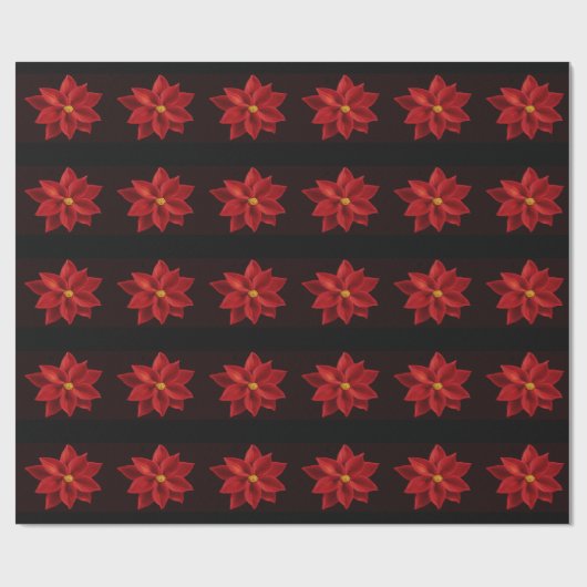 Rotes Poinsettia-WeihnachtsPackpapier Geschenkpapier (Flach)