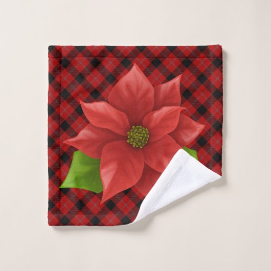 Rotes Poinsettias BathTowel Set (Waschlappen)