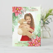 Rotes Poinsettias-Foto Feiertagskarte (Stehend Vorderseite)